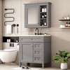 30in Bathroom Vanity With Top Sink, With 2 Drawers, 1 Tip-Out Drawer&1 Storage Cabinet, Modern Freestanding Bathroom Storage Cabinet With Mirror - 4 of 4