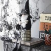 FURNIinspire Decorative Objects Fabric Sitting Black Gnome With Broomstick Long Legs, Holiday Decor, Fairy Tale Style Doll, Black, 4"*4.3"*26.8" - 2 of 4