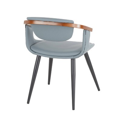 Gray Faux Leather and Bamboo Mid-Century Modern Accent Chair