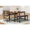 Vintage Kitchen Dining Set with Table and 2 Upholstered Benches, Perfect for Small Spaces and Seating for Two - 2 of 4