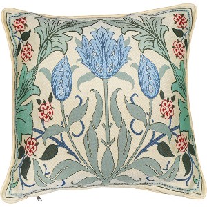 Signare USA William Morris Blue Tulip - Panelled Pillowcase/Cushion Cover 18x18 Inch - 1 of 1