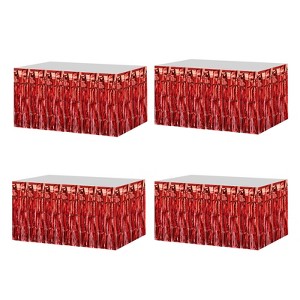Unique Bargains Wedding Birthday Metallic Foil Fringe Table Skirts for Rectangle Tables - 1 of 4