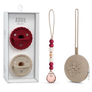 Adora Pacifier Gift Set – Silicone Pacifiers, Pacifier Clip & Travel Case – Newborn & Toddler Soothing Essentials, BPA-Free - 1 of 4