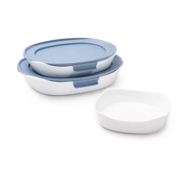 Rubbermaid DuraLite Glass Bakeware 5pc Baking Dish Set with Shadow Blue Lids