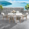 Minimalist Rectilinear Patio Group Engineered Wood Table + Architectural Frame Chairs w/ GridWeave Backrests - 3 of 4