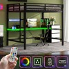 NicBex Twin/Full Size Metal Gaming Loft Bed with LED Lights,Desk,Charging Station&Guardrails,Multifunctional Loft Bed for Gamers&Teens,250lbs Max - 4 of 4
