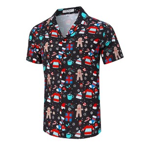 Clearlove Men's Hawaiian Shirt Short Sleeves Printed Button Down Summer Beach Dress Shirts - 1 of 4