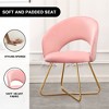 Furniliving Faux Velvet Vanity Chair, Modern Accent Chair for Vanity, Upholstered Makeup Stoolfor Bedroom, Living Room, Dressing Room - 3 of 4
