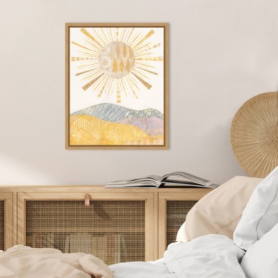 Boho Sunshine II Natural Maple Framed Canvas Wall Art