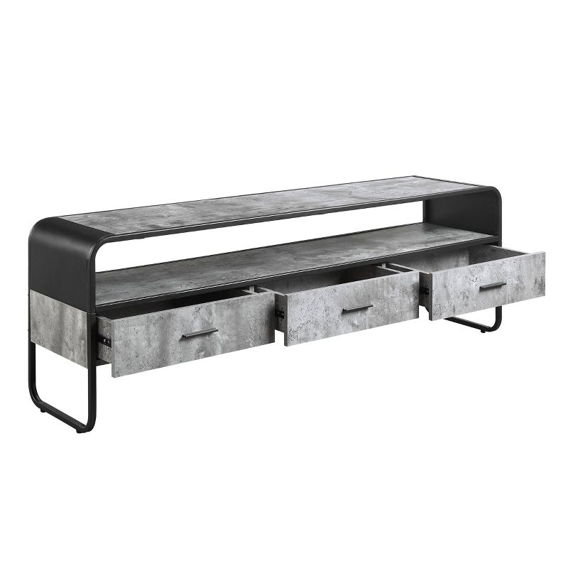 60&#34; Raziela Tv Stand and Console Concrete Gray and Black Finish - Acme Furniture, 5 of 7