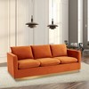 LeisureMod Nervo Mid-Century Modern Sofa Upholstered in Velvet with Gold Frame - 2 of 4