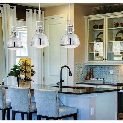 Polished Nickel 1-Light Pendant with White Opal Glass Shade