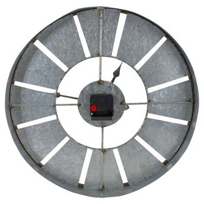18" Round Galvanized Metal Roman Numeral Wall Clock