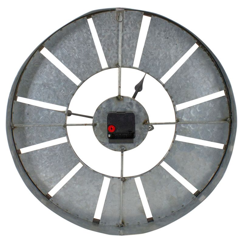 Northlight 18" Round Galvanized Metal Roman Numeral Wall Clock, 5 of 6