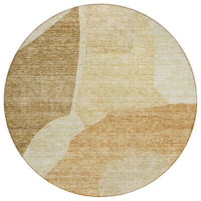 Beige Copper And Brown Abstract Washable Indoor Outdoor Area Rug