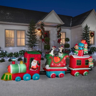 Colossal Christmas Inflatable Train with Santa and Elves