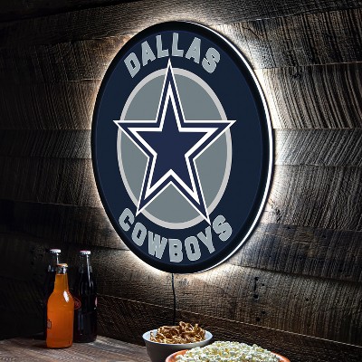 Evergreen Ultra-Thin Edgelight LED Wall Decor, Round, Dallas Cowboys- 23 x 23 Inches Made In USA