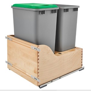 Rev-A-Shelf Double Pull-Out Kitchen Cabinet Waste Containers Trash Cans Bins with Blumotion Soft-Close Slides & 135lb Capacity - 1 of 4