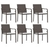 vidaXL Patio Dining Set Table and Chair with Cushions Poly Rattan and Steel - Brown 55.1" Table Length 6 Chairs - 4 of 4