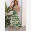 Amaryllis Women’s Smocked Bodice Sleeveless Maxi Dress Geometric Pattern Wide Shoulder Straps - 2 of 4