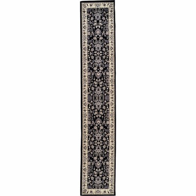 Yasmin Collection Elegant Black Polypropylene 16' Runner Rug