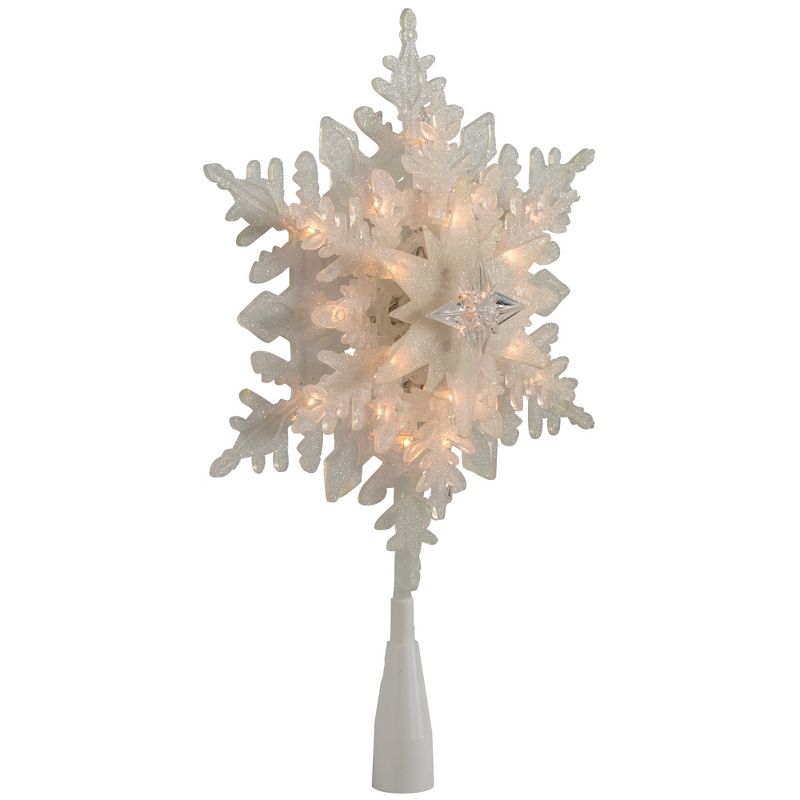 Northlight 10" Lighted White Frosted 3-D Snowflake Christmas Tree Topper - Clear Lights, 4 of 8