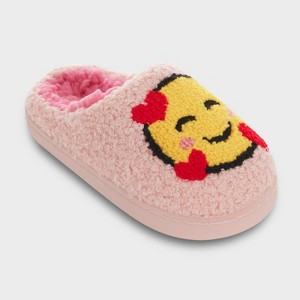 Kensie Slippers for Girls Smiley Face Slipper Shoes for Kids - Cute Slipper with Smile and Love Face Patch for Little Kid/Big Kid - 1 of 4
