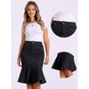 INSPIRE CHIC Women's High Waist Bodycon Ruffles Side Pockets Fishtail Midi Jean Skirt - 2 of 4