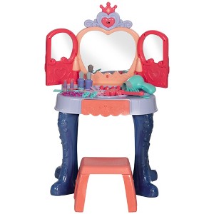 TopComfy Vanity Tables Kids Vanity Set with Magic Mirror Music and Hairdryer for Playroom Use, Multicolored, 18.5"*10.6"*28" - 1 of 4