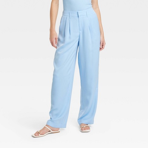 Women's High Rise Satin Pleat Front Trouser - A New Day™ Blue 16 : Target