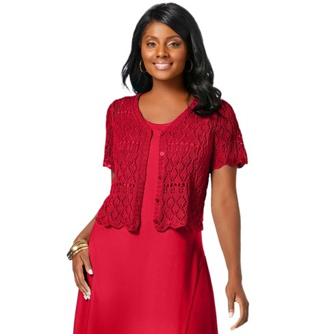 Women's plus 2025 size red shrug