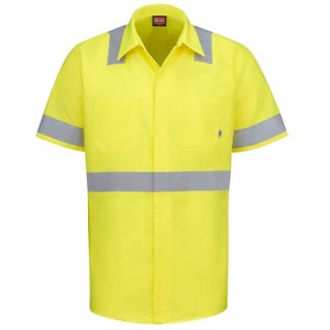 Red Kap Short Sleeve Hi-Visibility Ripstop Work Shirt With Mimix + Oilblok, Type R Class 2 - 1 of 1