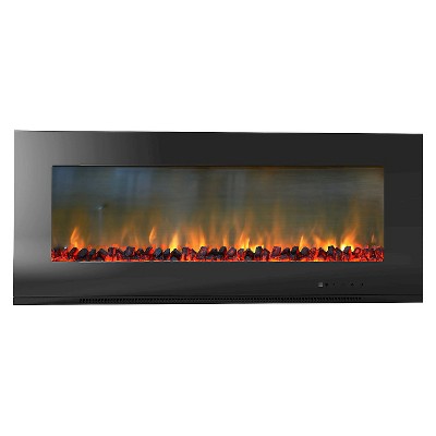 Cambridge CAM56WMEF-2BLK Metropolitan 56" Wall Mount Electronic Fireplace with Flat Panel and Realistic Logs