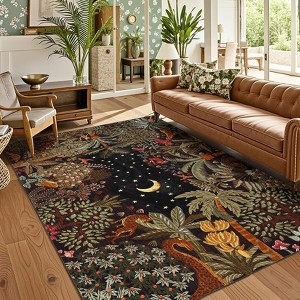Washable Area Rug for Living Room, Jungle Animal Soft Bedroom Rug Non Slip Low Pile Small Carpet Stain Resistant - 1 of 4