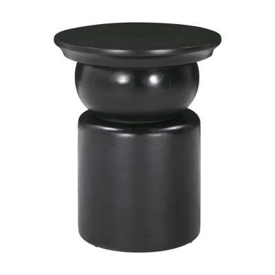 HomeRoots 20" Black Solid Wood Round Drum End Table