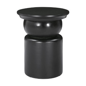 HomeRoots 20" Black Solid Wood Round Drum End Table - 1 of 4