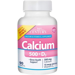 21St Century Calcium 500+D3 Tablet 500Mg-600U, 90 Count - 1 of 4