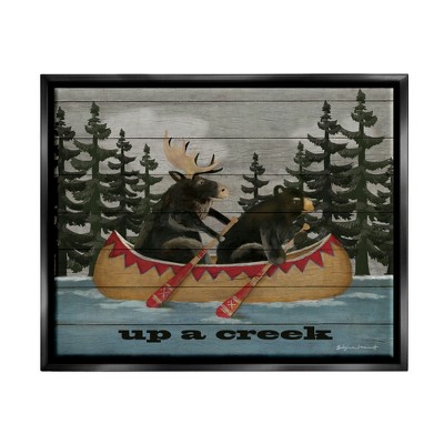 Stupell Industries Up A Creek Woodland Cabin Canoe Framed Floater Canvas Wall Art