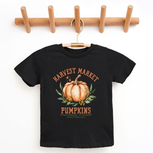 The Juniper Shop Harvest Market Pumpkins Local Organic Youth Short Sleeve Tee - S - Black - 1 of 4
