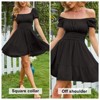 EXLURA Women's 2025 Summer Short Puff Sleeve Casual Short Mini Dresses Tie Back Square Neck A-Line Sundress - 3 of 4