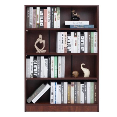 Lirago 48" Mahogany Bookshelf 4 Tier Bookcase for Bedroom Office and Living Room Modern Wide Shelf Large Capacity Red