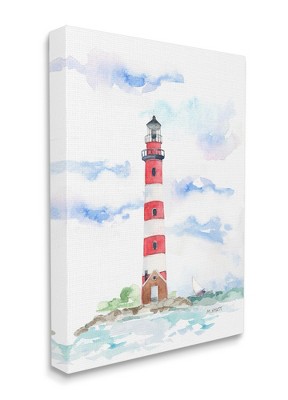 Stupell Industries Red Stripe Lighthouse Soft Coastal Landscape