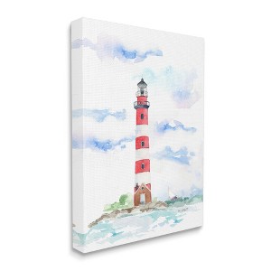 Stupell Industries Red Stripe Lighthouse Soft Coastal Landscape - 1 of 4