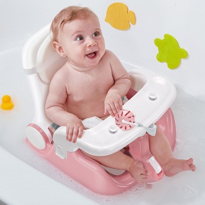 Image of BabyBond Baby Bath Seat with Sitting & Lying 2 Modes,Pink