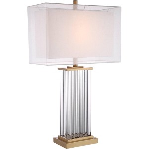 Vienna Full Spectrum Darcia Modern Luxury Table Lamp 29" Tall Clear Crystal Glass Column Double Rectangular Shade for Bedroom Living Room House Home - 1 of 4