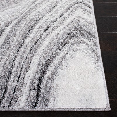 Amelia Light Grey and Ivory Synthetic Abstract Area Rug - 4'5" x 6'5"