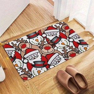 Christmas Background Bathroom Rugs Winter Bath Mat Absorbent Non Slip Bathroom Mat Christmas Soft Floor Carpet 16x20 Inches - 1 of 1
