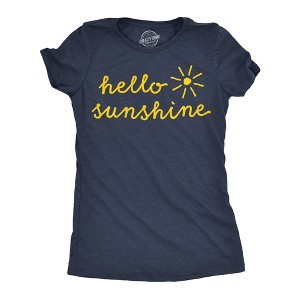 Womens Funny T Shirts Hello Sunshine Sarcastic Graphic Novelty Tee For Ladies - Crazy Dog Women's T Shirt for Motivation Navy M - 1 of 4