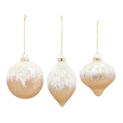 Melrose Beaded Gold Glass Ornament (Set of 6)