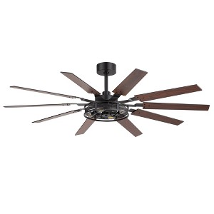 Airsurfer 60" Walnut Ceiling Fan with 10 Blades, Reversible Motor & Memory Function, Remote Control Included - 1 of 4